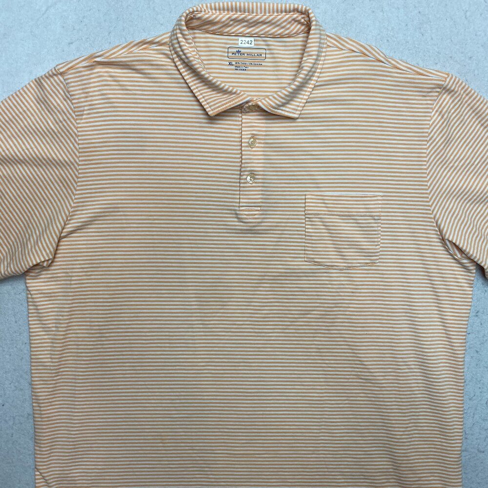 Peter Millar Orange Striped Polo Shirt